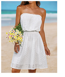 Textured Eyelet Strapless Mini Dress