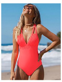 Ruched Plunge Cross-Back One-Piece Swimsuit