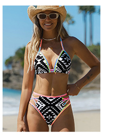 Geo Print Cutout Bikini Set