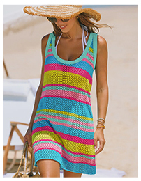 Mesh Stripe Cover-Up Dress