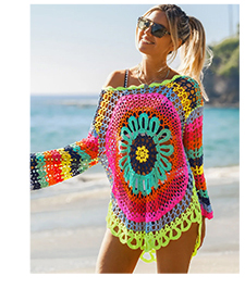 Rainbow Crochet Cover-Up Dress