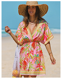 Tropical Print Cover-Up Dress