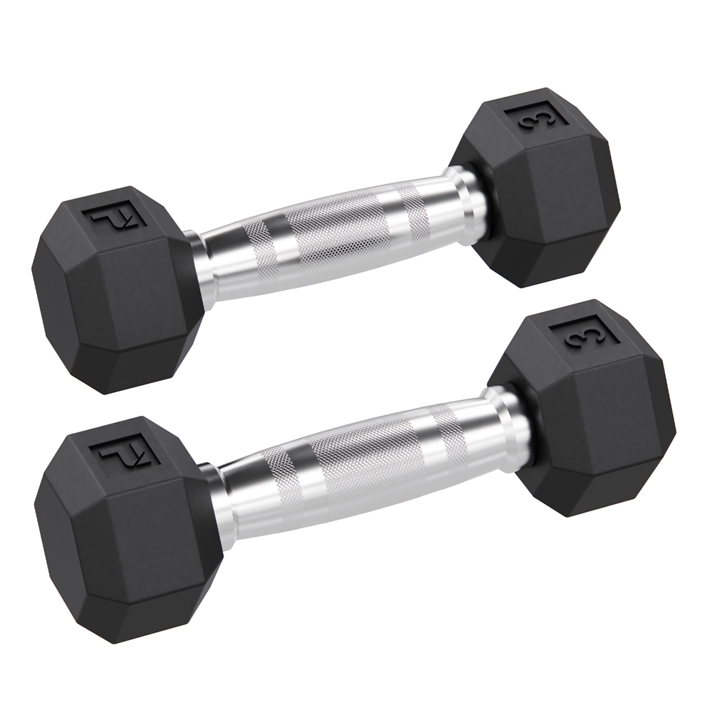 Image of Rubber Hex Dumbbell Pairs - 3 lbs Pair