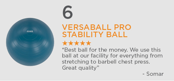 6. VersaBall PRO Stability Ball | “Best ball for the money. We use this ball at our facility for everything from stretching to barbell chest press. Great quality.” -Somar