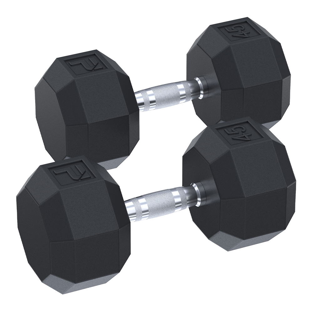 Image of Rubber Octagonal Dumbbell - 45 lbs Pair