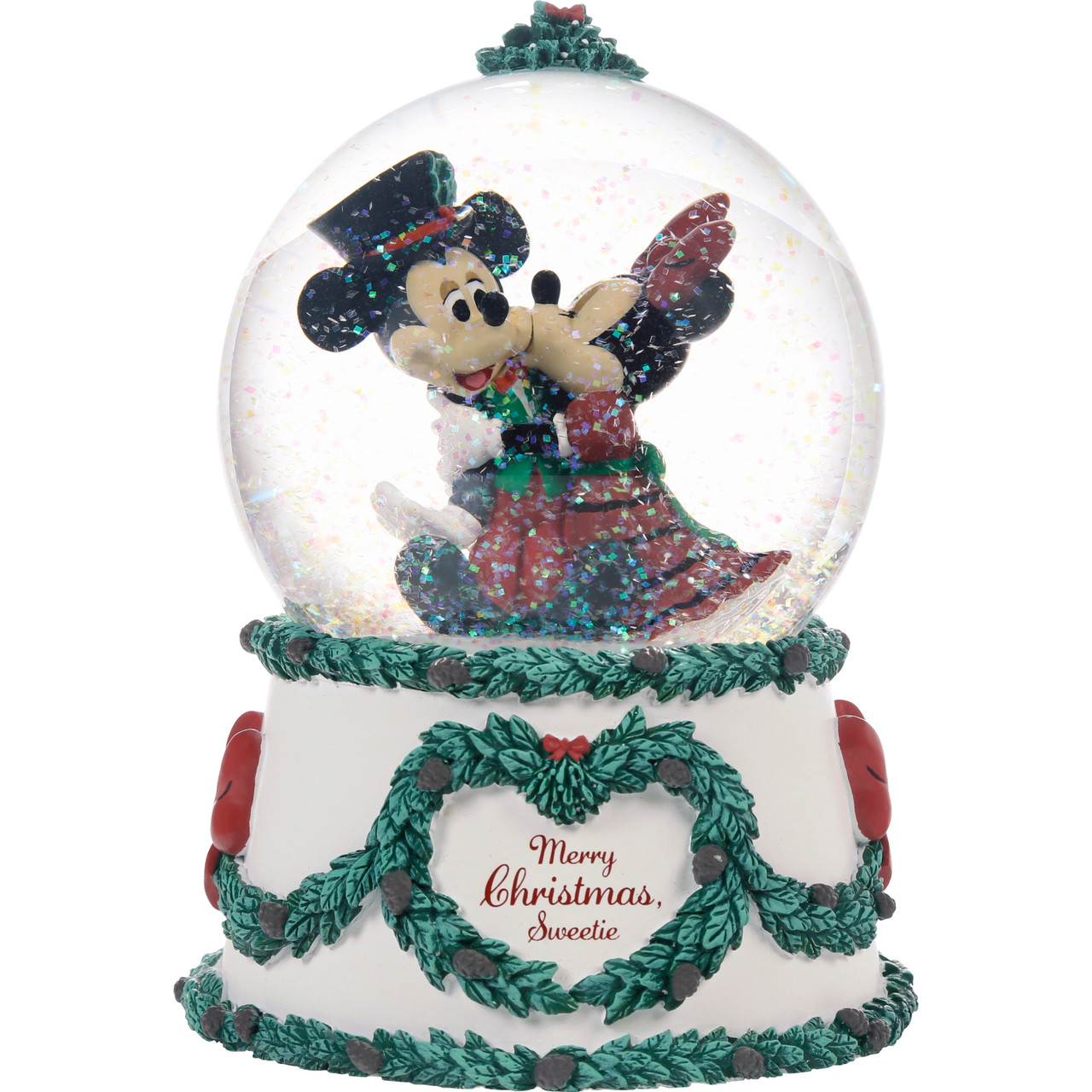 Merry Christmas, Sweetie Disney Mickey Mouse and Minnie Mouse Musical Snow Globe