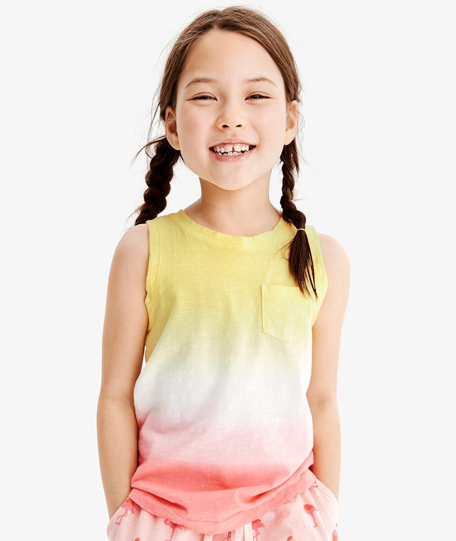 Kids pocket tank in dip-dye