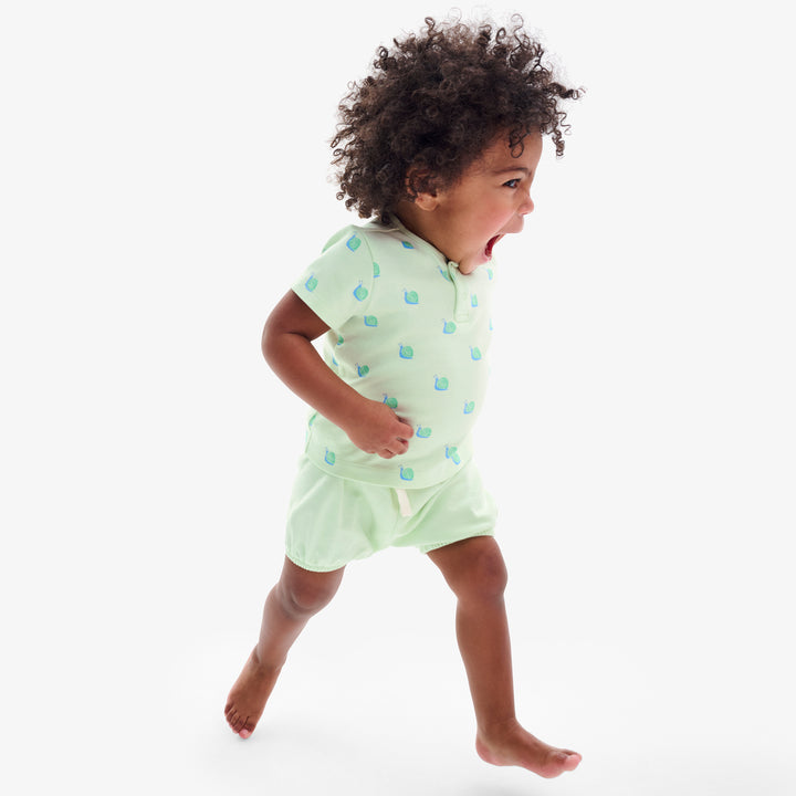 Baby organic henley tee in baby bugs