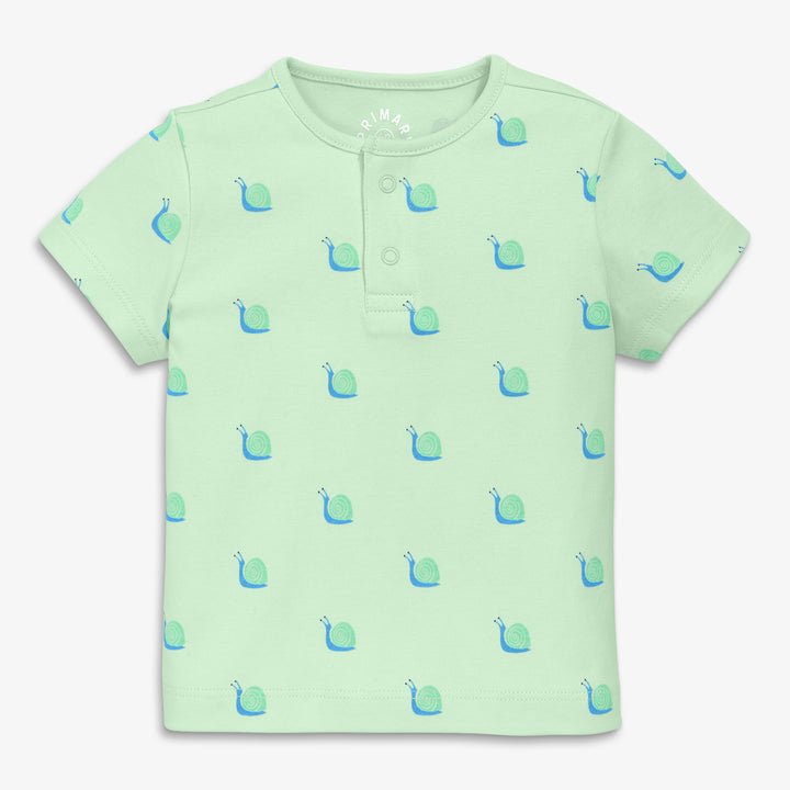 Baby organic henley tee in baby bugs