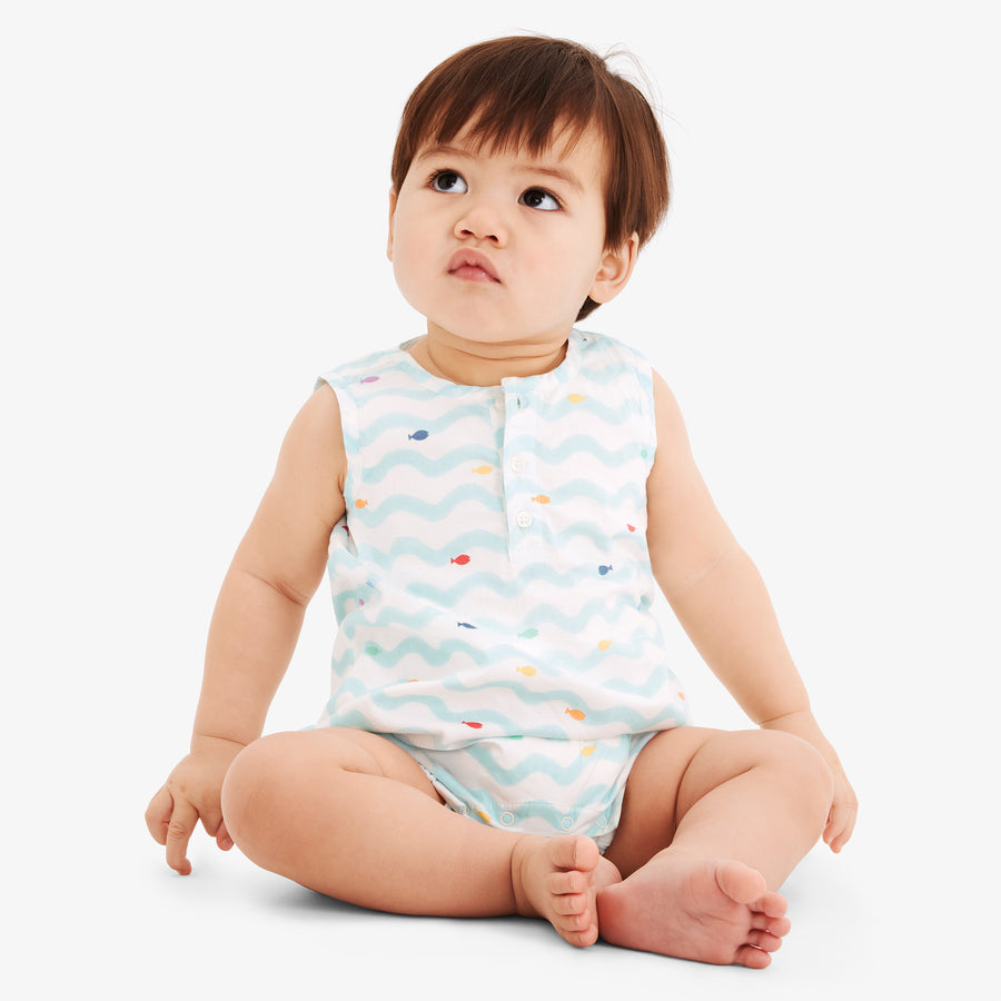 Baby henley tank shortie in rainbow fish