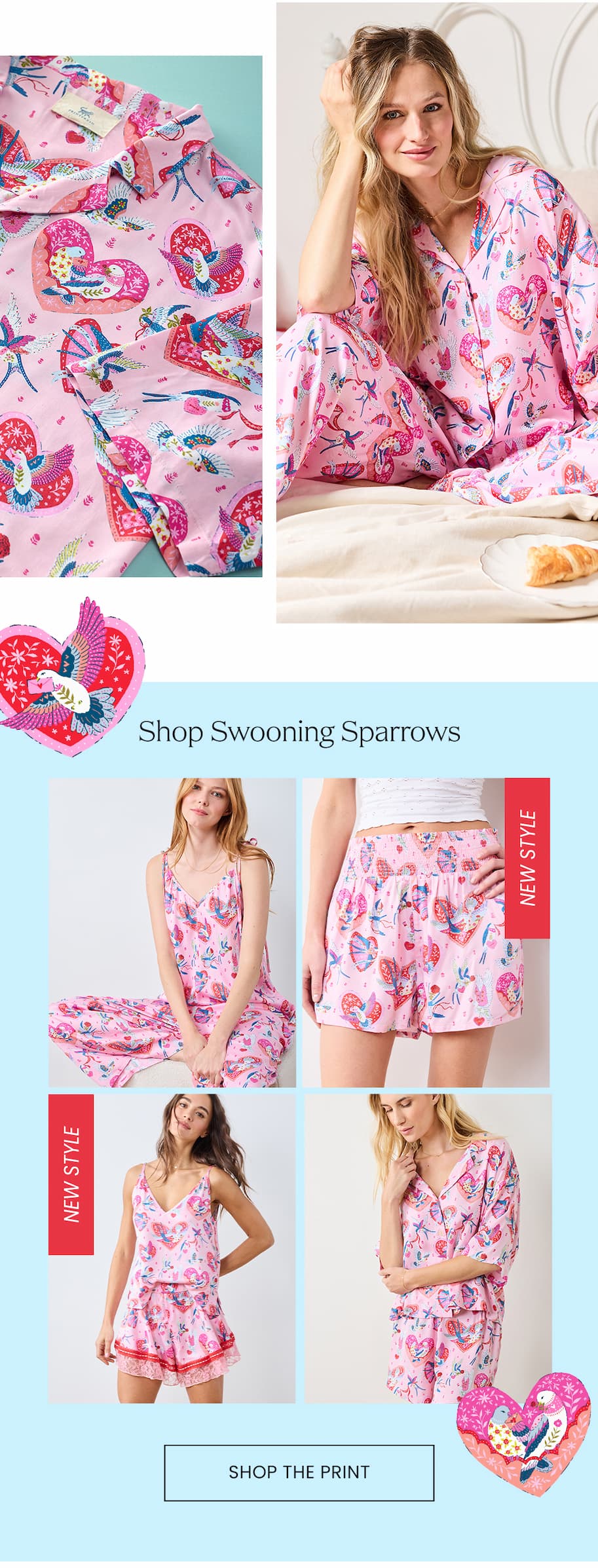 Shop Swooning Sparrows from the Printfresh Valentines Collection