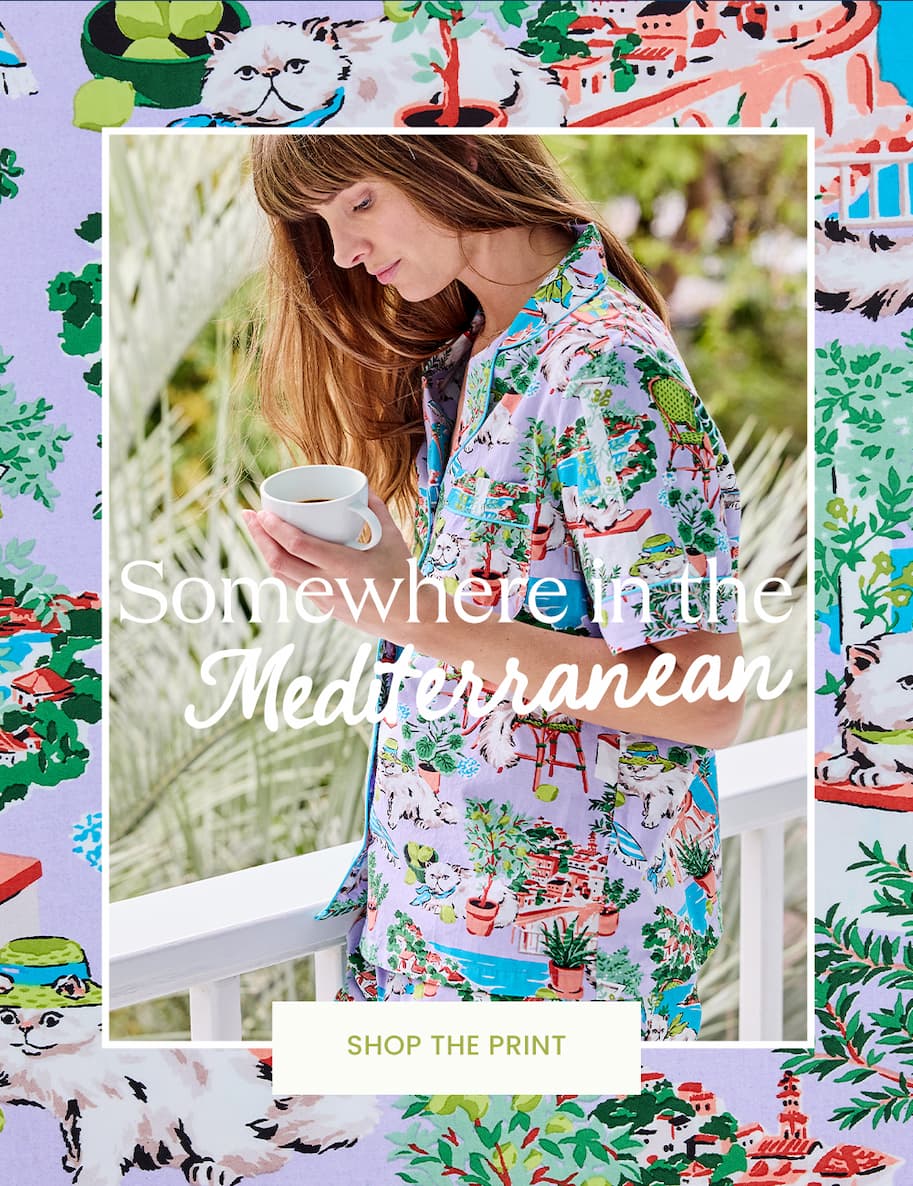 Shop Mediterranean Meow pajamas new for Summer