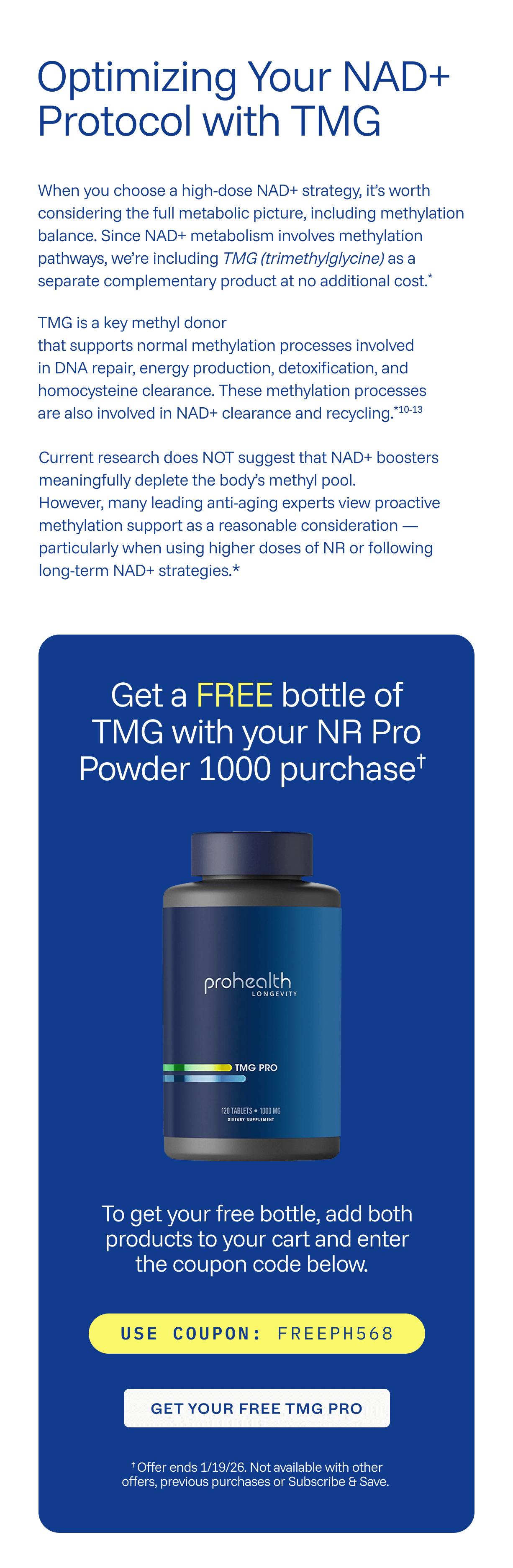 Optimizing you NAD+ protocol with TMG
