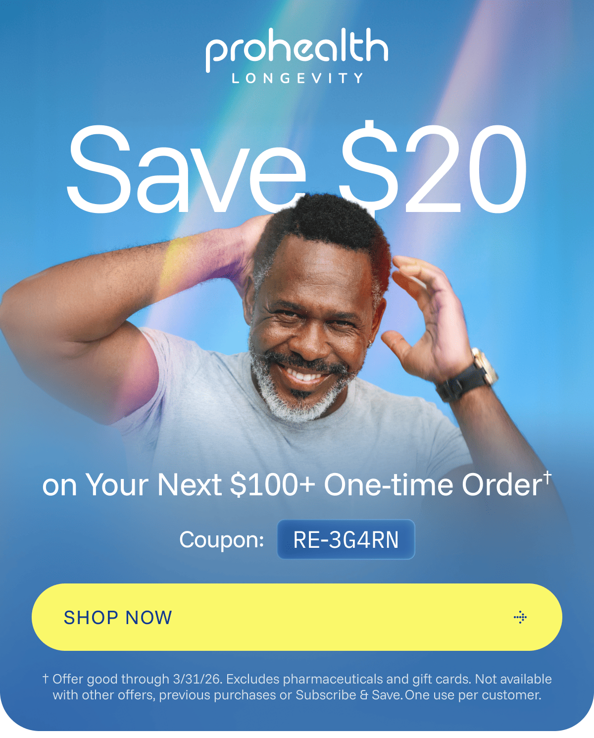 Save $20 on your next $100+ one-time order.