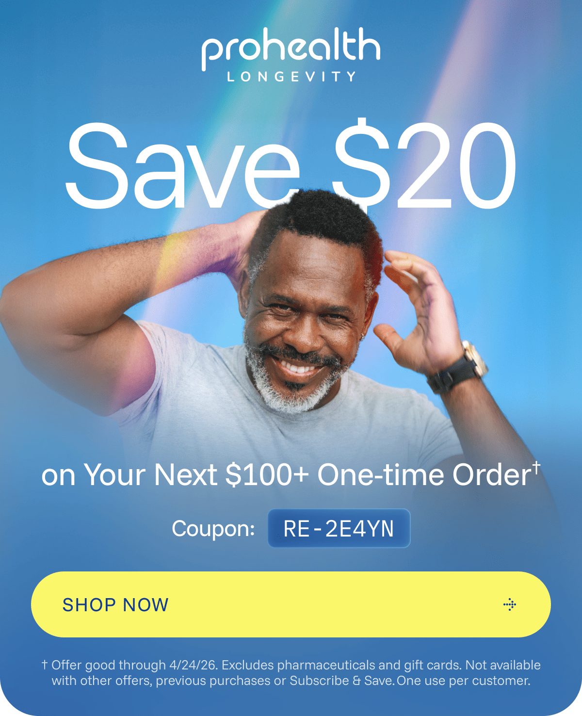 Save $20 on your next $100+ one-time order.