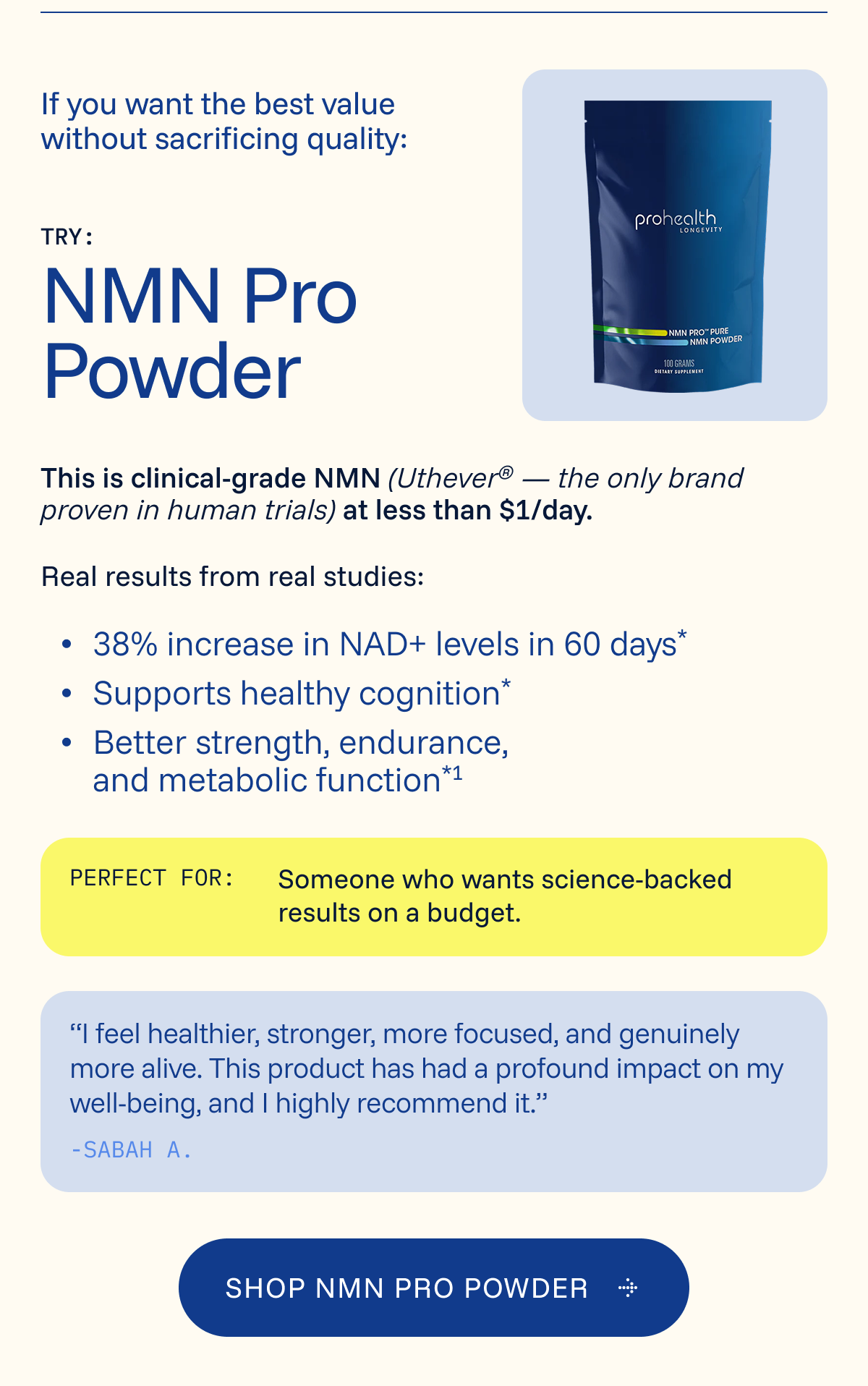 Try: NMN Pro Powder {PH529}