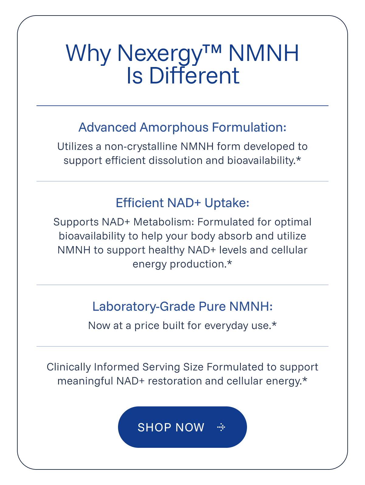 Why Nexergy™ NMNH  Is Different 