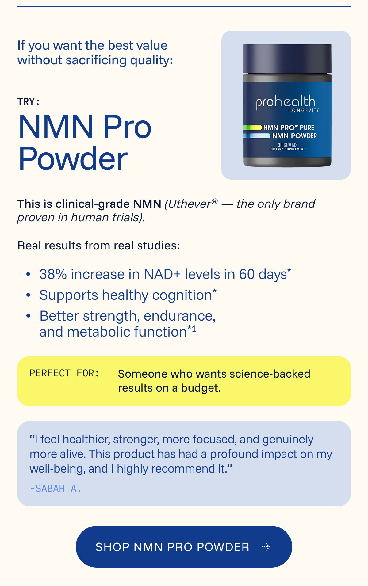 Try: NMN Pro Powder {PH579}