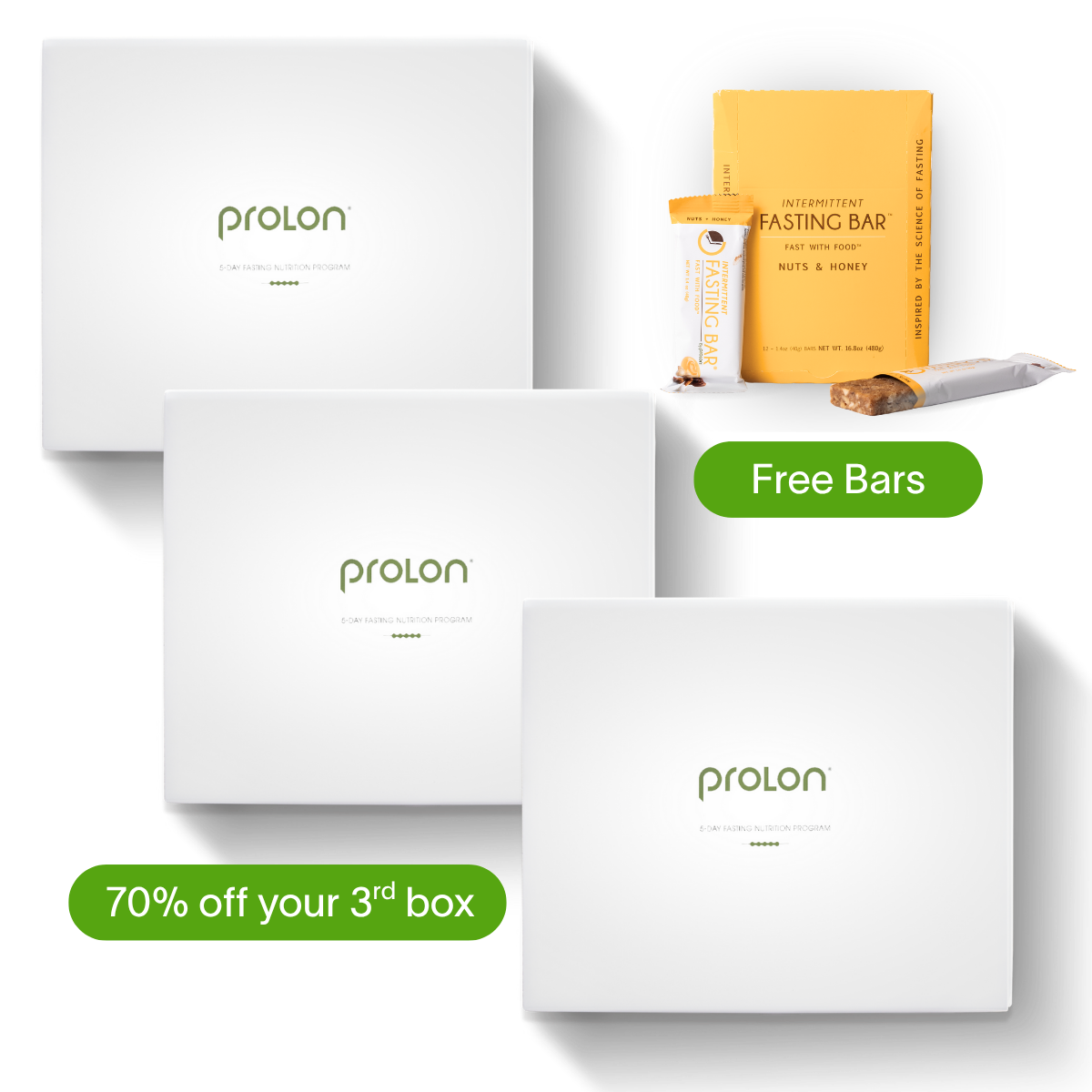 70% off your 3rd box plus free bars