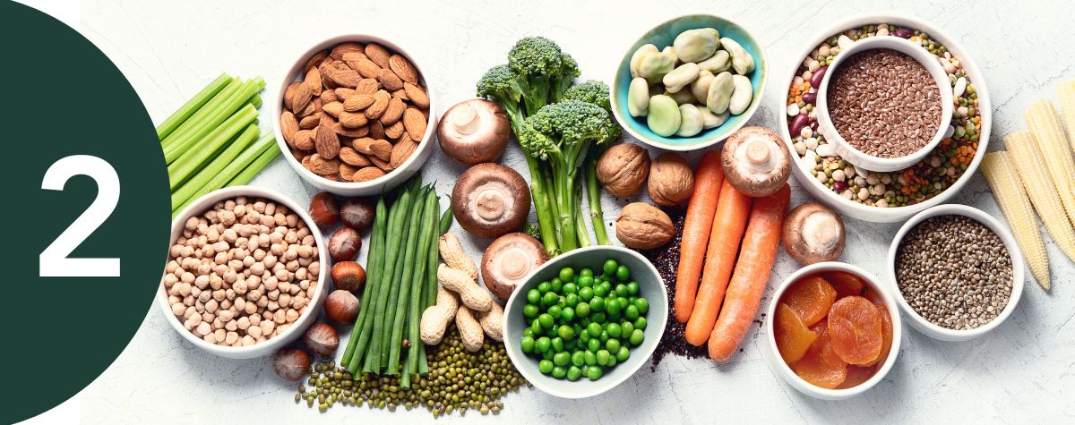 Emphasize nuts, seeds, and legumes