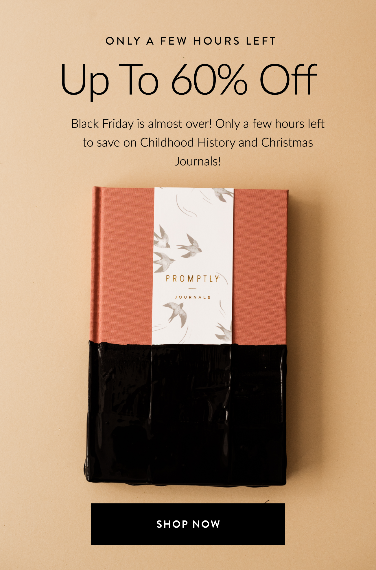 Only a few hours. Up to 60% Off. Black Friday is almost over! Only a few hours left to save on Childhood History and Christmas Journals! 