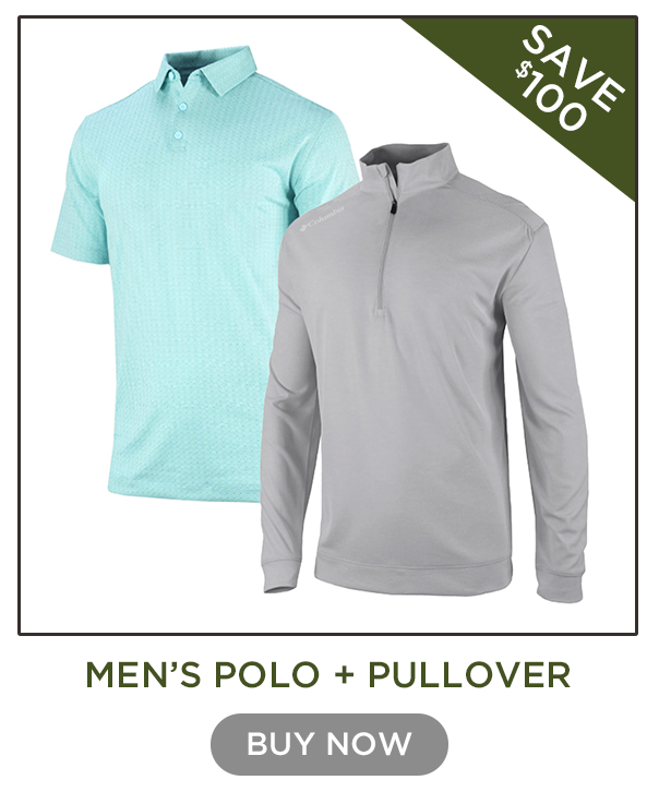 Columbia Men's Gulf Stream Crosswater Ridge Polo + Cool Crey Oakland Downs Pullover