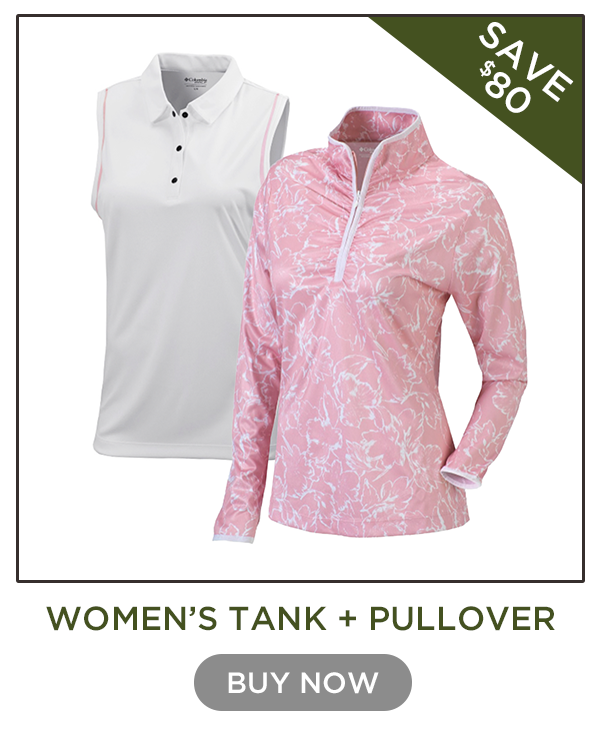 Columbia Women's Vintage Pink Twilight Pullover + White Bright Lights Tank