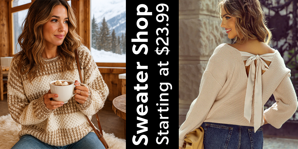 Sweater Shop starting at $23.99 at Zulily and Threaded Pear