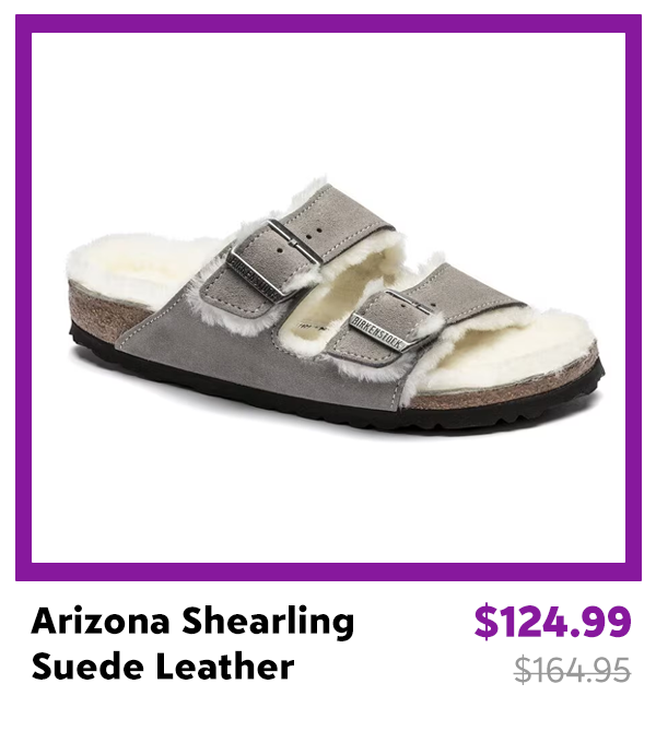 Birkenstock Arizona Shearling Suede Leather Stone Coin