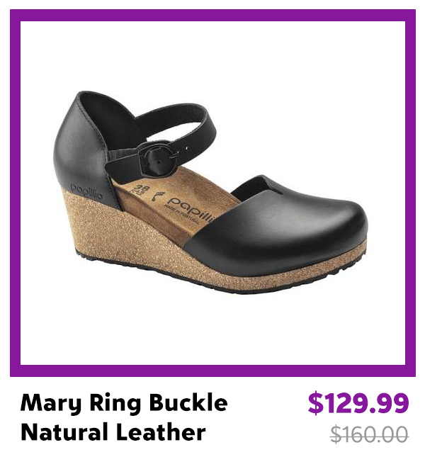 Birkenstock Mary Ring Buckle Natural Leather Black