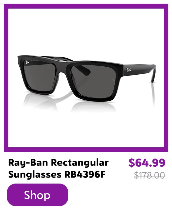 Ray-Ban Dark Grey Rectangular Sunglasses RB4396F