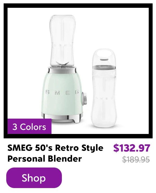 SMEG 50's Retro Style Personal Blender with Backlit Knob and Two 600 ML BPA Free Bottles