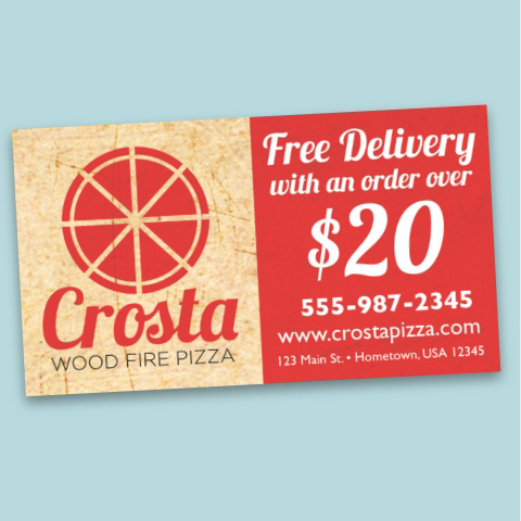 Bright and colorful Crosta Wood Fire Pizza fridge magnet.