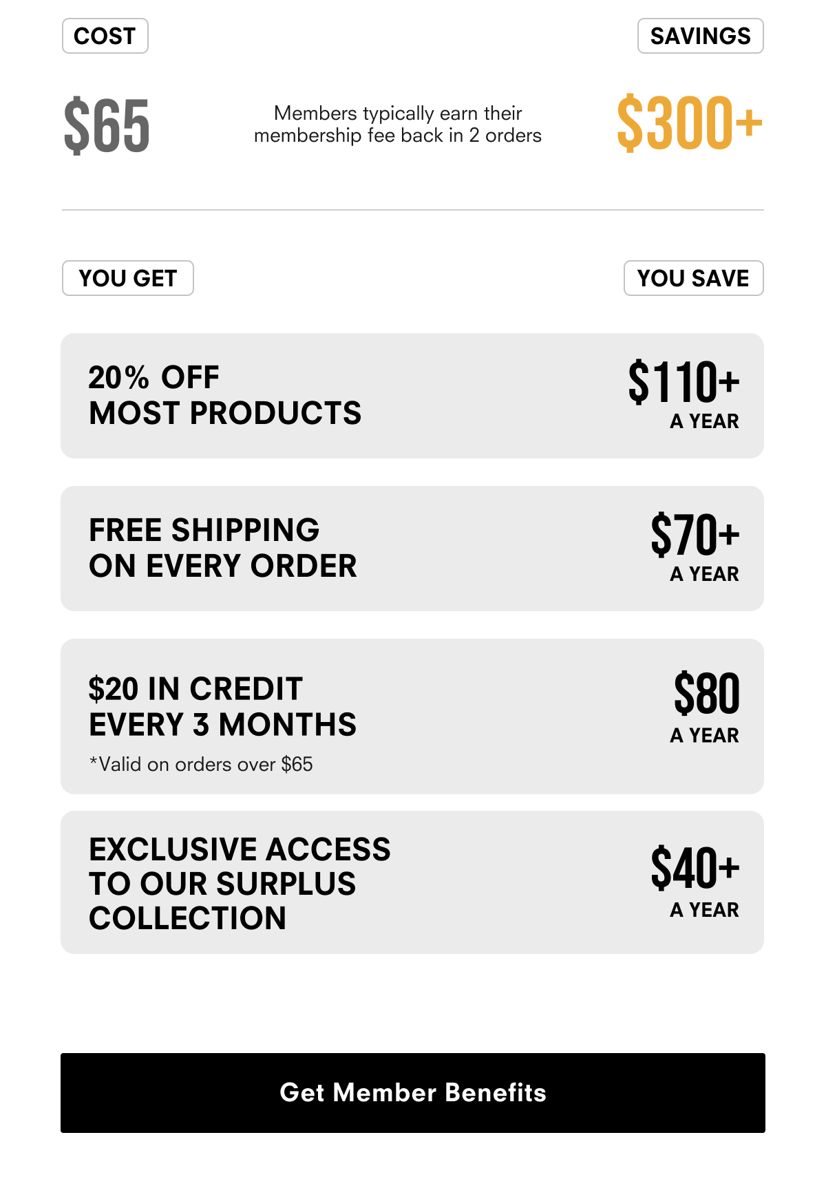 Get member benefits