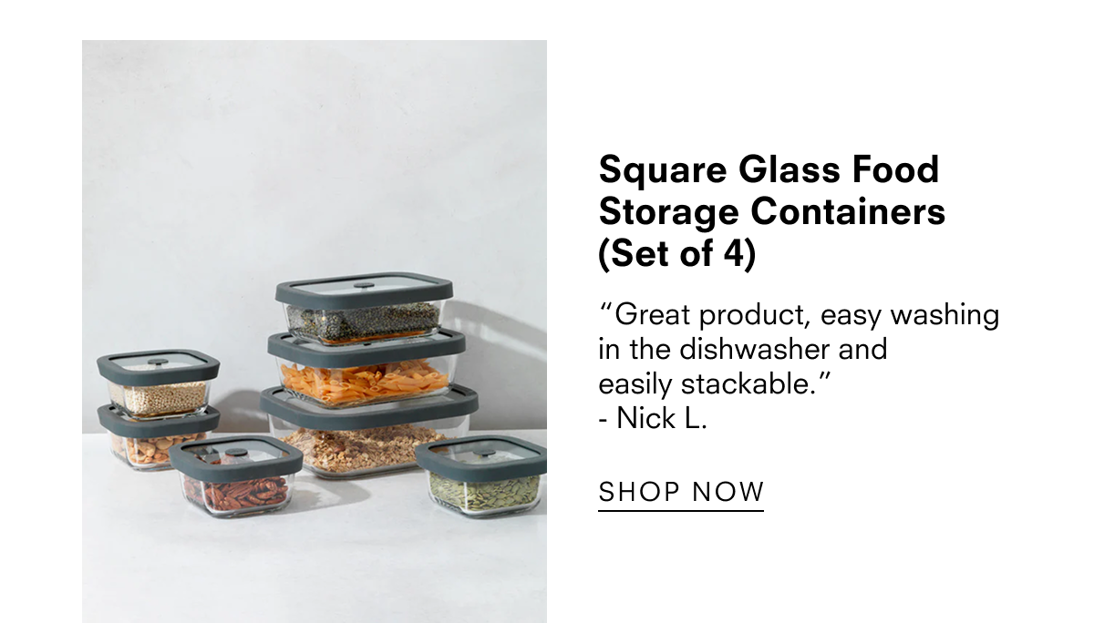 Square Glass Food Storage Containers (Set of 4)