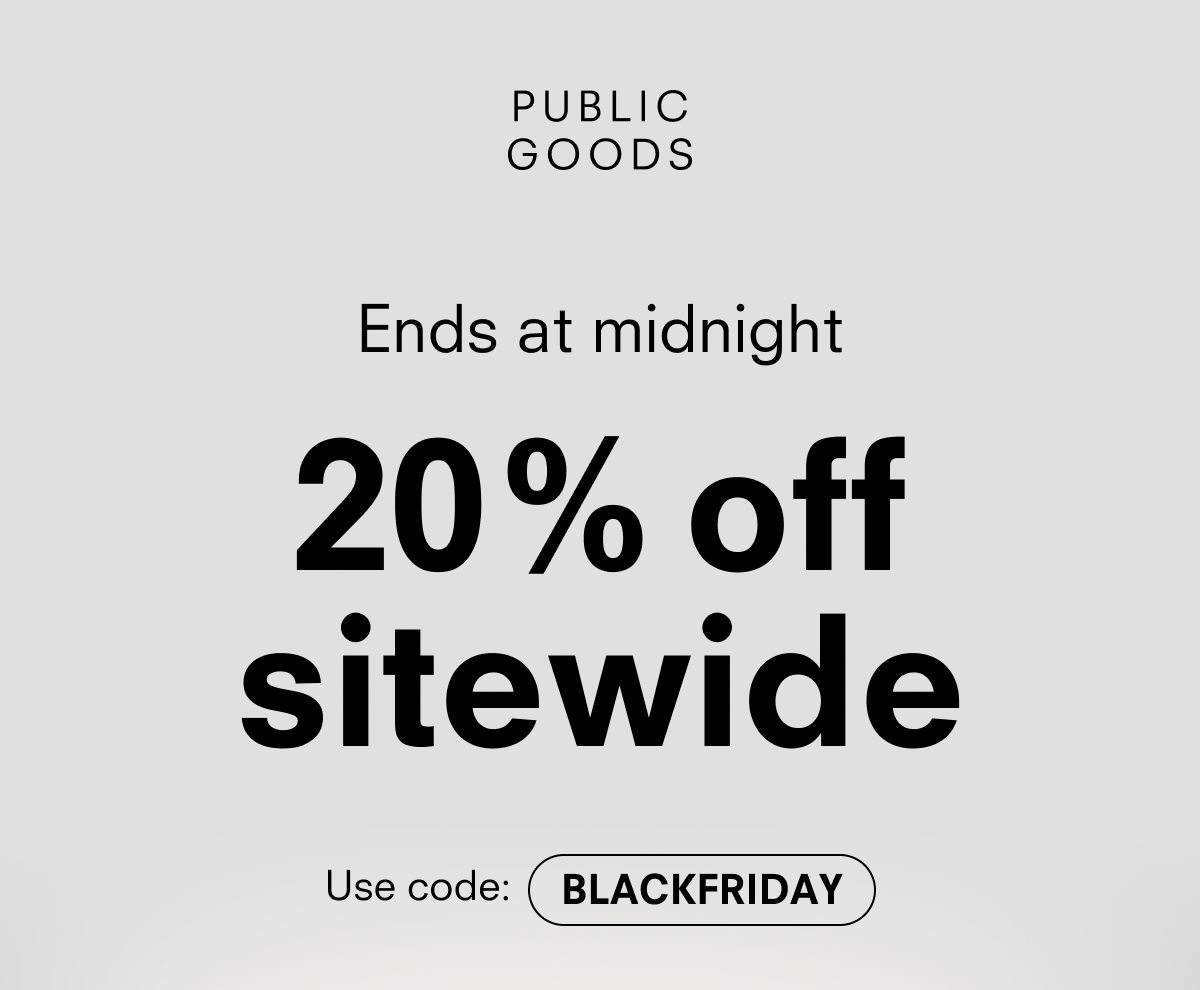 Ends at midnight. 20% off sitewide. 