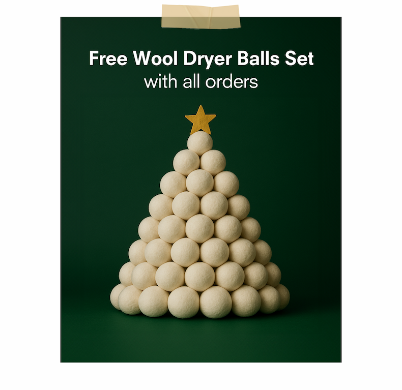 Today's deal: Free Wool Dryer Balls Set with all orders - Use code WOOL