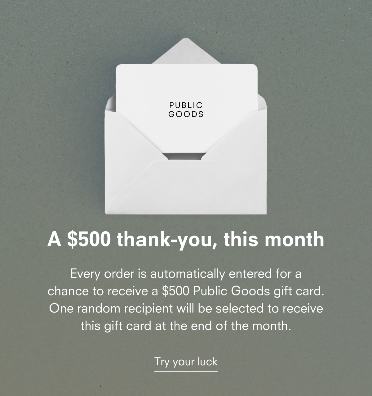 A $500 thank-you, this month