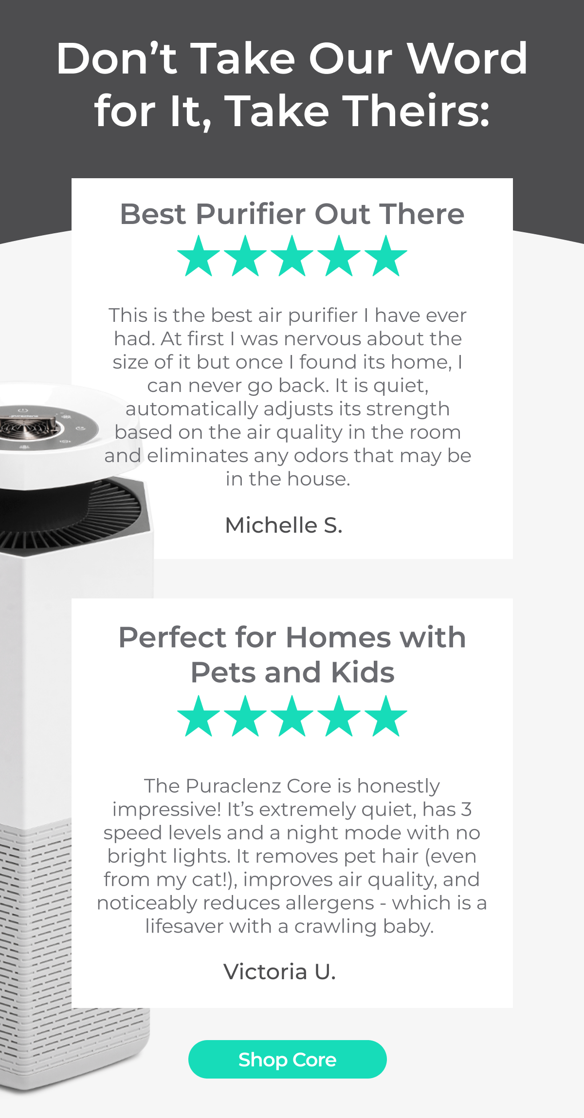 Core Air and Surface Purifier - 5 Stars - Best Purifier Out There