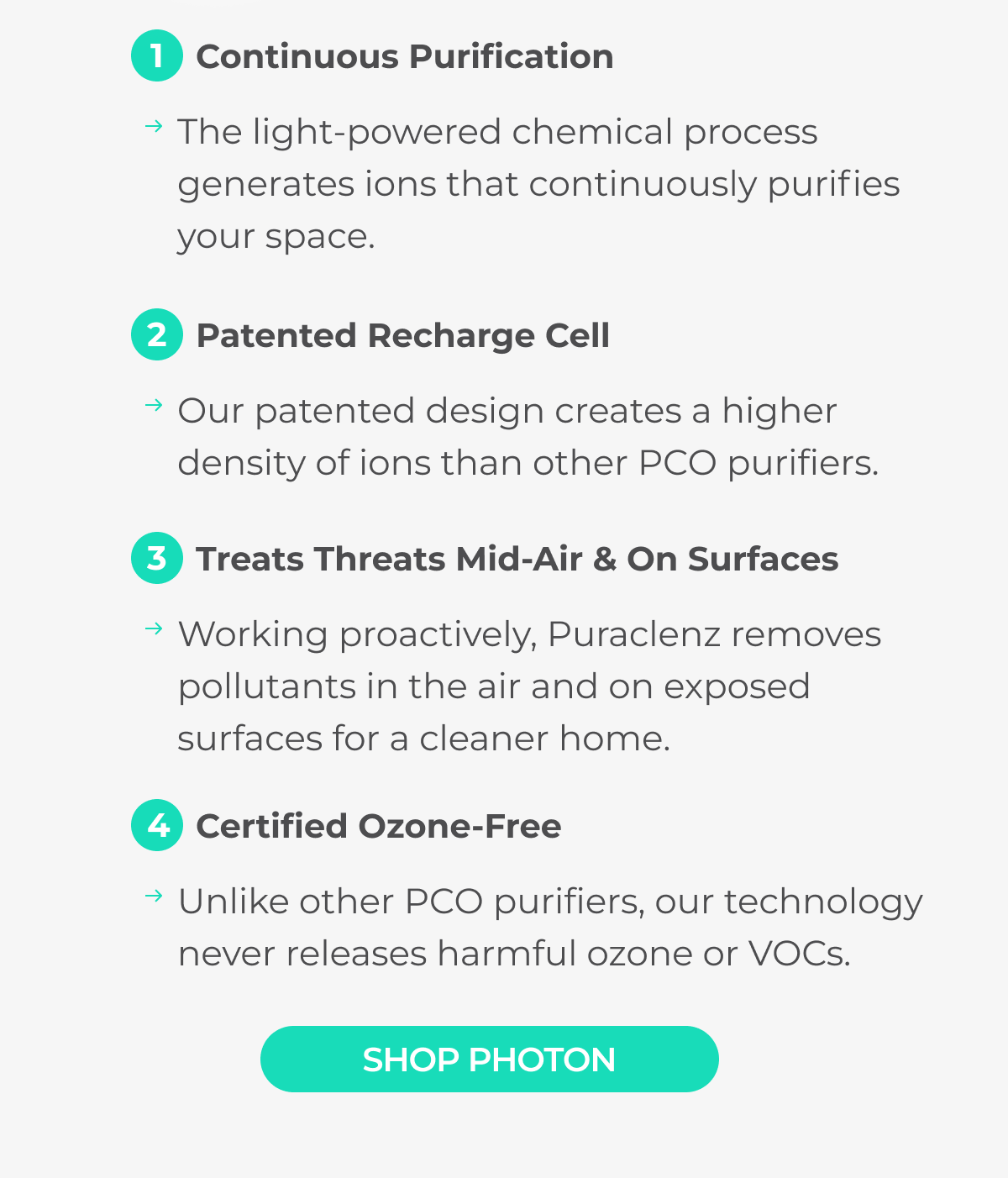 Shop Photon to treat threats mid-air and on surfaces with patented, safe technology.