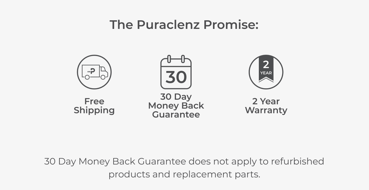 The Puraclenz Promise - Free Shipping, 30-Day Guarantee - 2 year warranty