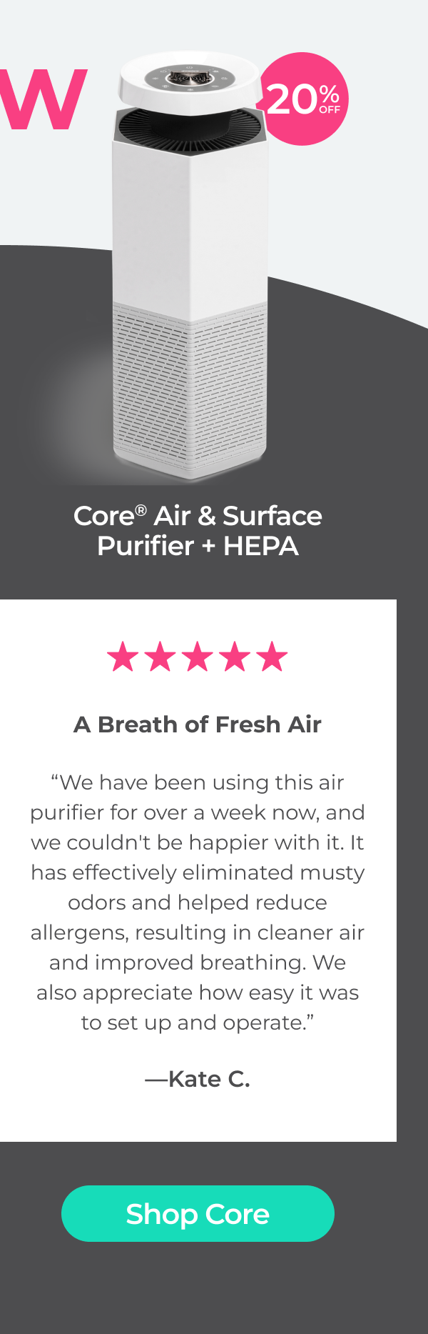 Shop Core Air & Surface Purifier + HEPA - 20% Off