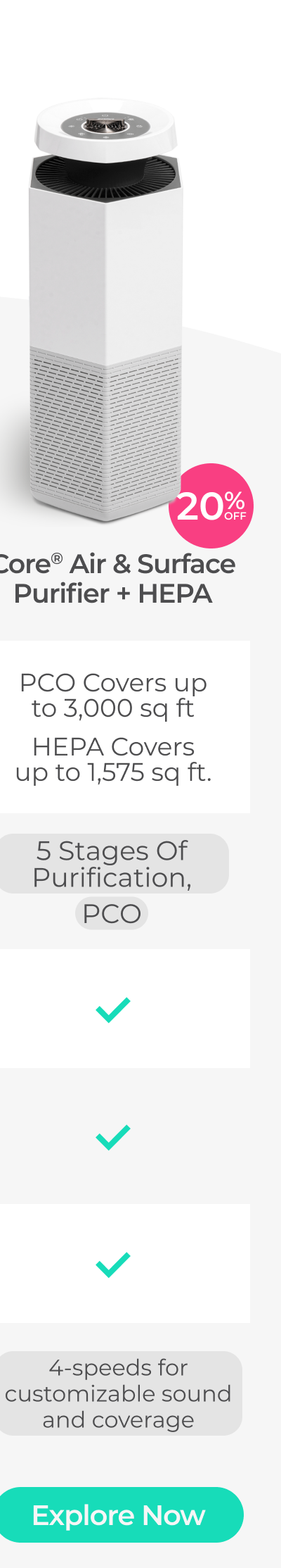Core Air and Surface Purifier + HEPA