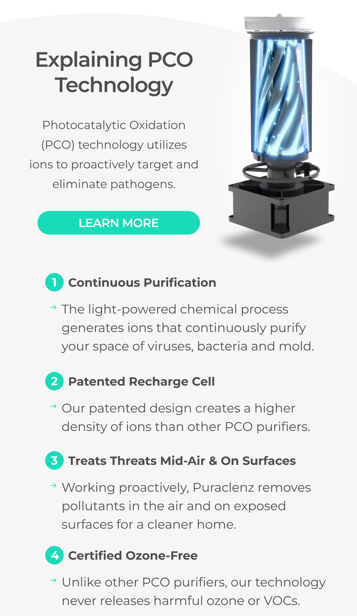 Learn About our PCO Technology for proactive purification with our patented technology.