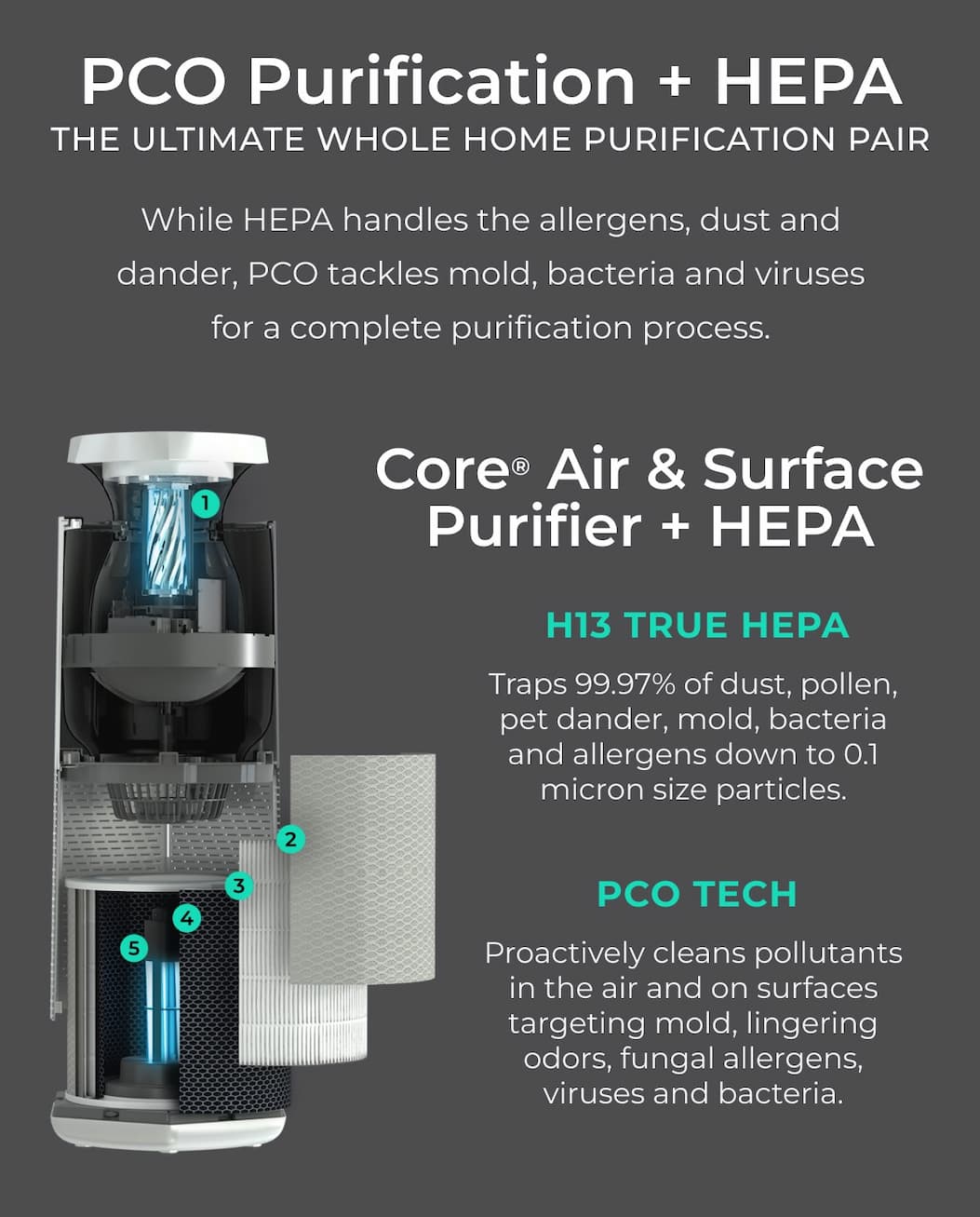 PCO Purification + HEPA. The Ultimate Whole Home Purification Pair.