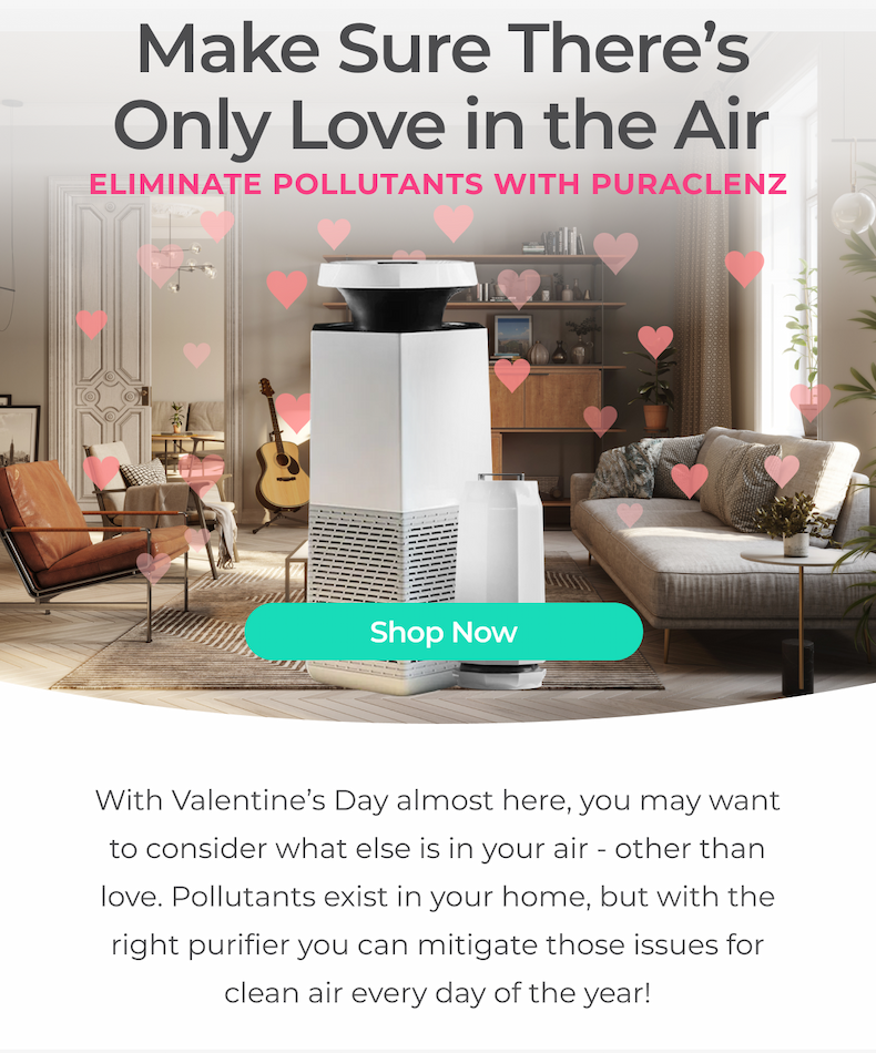 Only Love in the Air: Eliminate Pollutant in the Air with Puraclenz! Shop Purifiers Now.