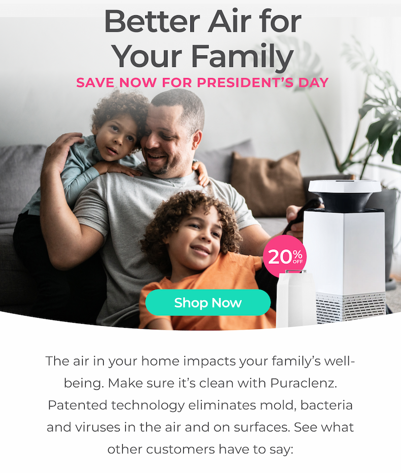 Save 20% on Puraclenz Purifiers and Provide Better Air for Your Family