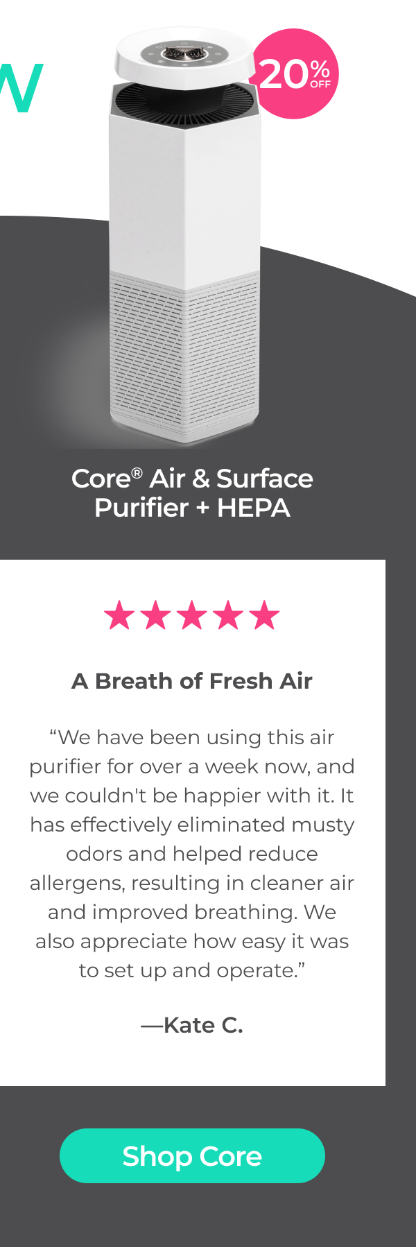 Core Purifier - 5 Stars - "A Breath of Fresh Air" - Shop Now
