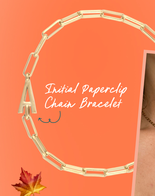 Initial Paperclip Chain Bracelet