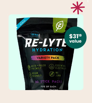 Re-Lyte Hydration Drink Mix Variety Bag by Redmond. A $31.19 value! Code: FREERELYTE. Get my Gift.